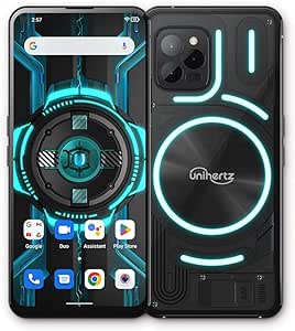 Unihertz Luna, 8GB   256GB Transparent Back Designed Light-Emitting 4G Smartphone 108MP 5000 mAh Android 12 Phone Black (Support T-Mobile & Verizon only)