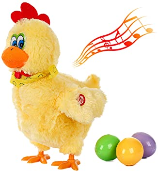 Besteamer Chicken Animal Toy Doll Laying Egg Electric Crazy Plush Chicken with Sound Music