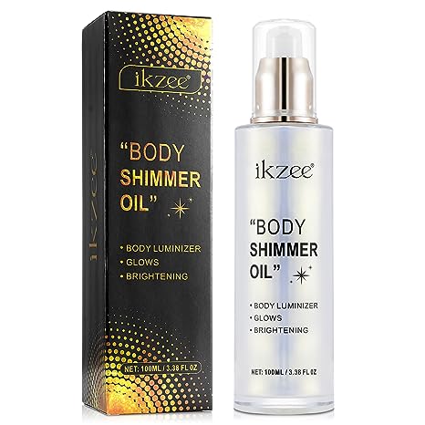 100ML Shimmer Body Oil, Pearl Silver - Body Glitter Oil, Body Glow Shimmer Highlighter Glotion Oil, Highlighter Makeup Illuminator Face and Body - 3.38 FL OZ