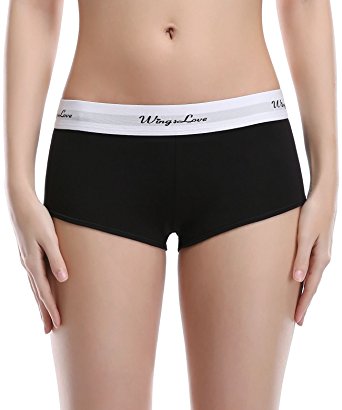 WingsLove Women’s 3 Pack Cotton Panties Sport Stretch Boyshorts Boy Briefs Underwear