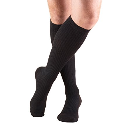 Truform Men's 15-20 mmHg Knee High Cushioned Athletic Support Compression Socks, Black, Medium