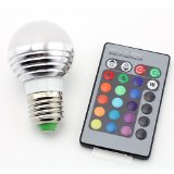 SUPERNIGHT E27E26 Standard Screw Base 16 Colors Changing Dimmable 3W RGB LED Light Bulb with IR Remote Control for Home DecorationBarPartyKTV Mood Ambiance Lighting