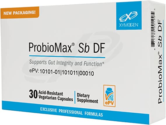 XYMOGEN ProbioMax Sb DF - 35 Billion CFU Probiotic Supplement with Lactobacillus, Bifidobacterium lactis HN019   Saccharomyces boulardii - Probiotics for Digestive Health (30 Acid Resistant Capsules)