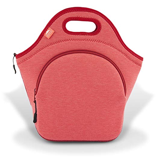 Nordic By Nature Lunch Bags for Women & Lunch Boxes for Kids Premium Insulated Lunch Box Extra Thick Neoprene, Soft Cotton Feel, Premium Stitching, Outside Pocket, Washable (L) Special Red