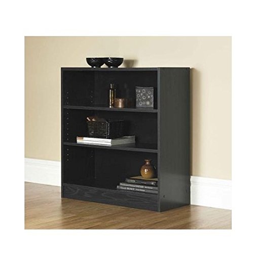 Mainstays 3-Shelf Bookcase | Wide Bookshelf Storage Wood Furniture (Black)