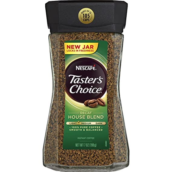 Nescafe Taster's Choice Decaf Instant Coffee, House Blend New Jar. Pack of 3 x 7 Oz
