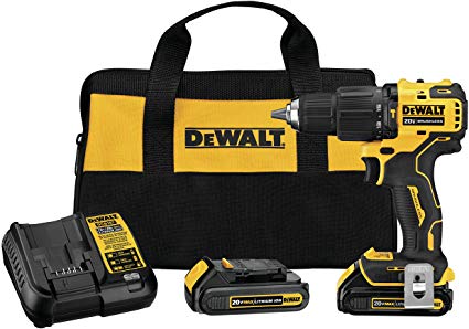 DEWALT DCD709C2 Atomic 20V Max Lithium-Ion Brushless Cordless Compact 1/2 In. Hammer Drill Kit W/ 2 Batteries