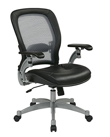 Light Air Grid Chair with Leather Seat and Platinum Accents