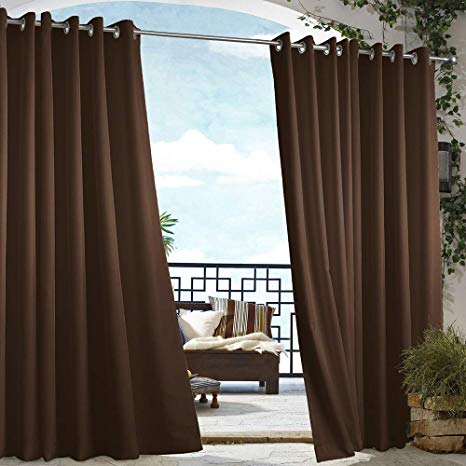 Cross Land Outdoor Curtains UV Protection Thermal Insulated for Patio,Garden (54"x 84", Chocolate)
