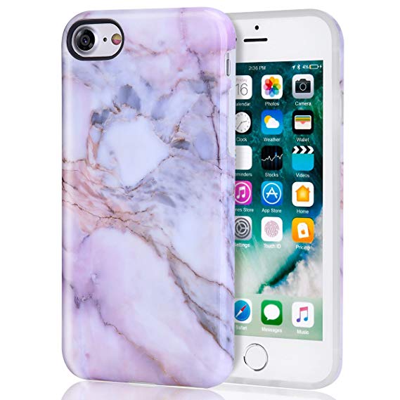 iPhone 7 Case Marble Pink for Girls, iPhone 8 Case, DAKMEEA Best Protective Cute Women Clear Slim Shockproof Glossy Soft Rubber Silicone TPU Cover Phone Case for iPhone 7/iPhone 8