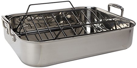 Le Creuset Tri-Ply 17 by 13.75-Inch Stainless Steel Roasting Pan Set, Large