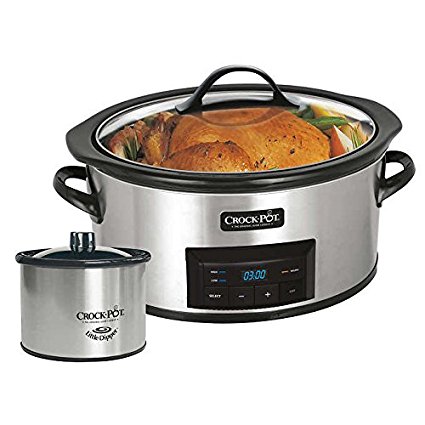 Crock-Pot 6-Quart Countdown Programmable Oval Slow Cooker with Little Dipper - Stainless Steel