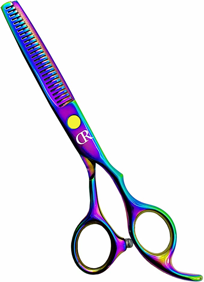Professional Hair Thinning Shears,6 Inch Hair Cutting Teeth Scissors Hairdresser Barber Haircut Scissors For Women/Men/kids Rainbow Color… (Rainbow)