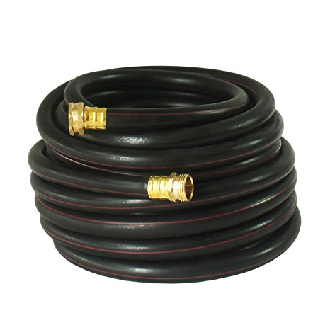 KAPOK Garden Hoses with Brass Fitting Connectors- Varies Sizes and Colors (50-FT, Black/Fuchsia)