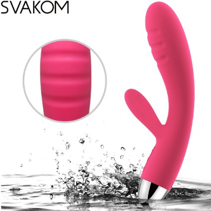 SVAKOM Dual Action Clitoral G-spot Vibrator 100% Waterproof Sex Toys with Special Spiral Design Barbara (Plum Red)