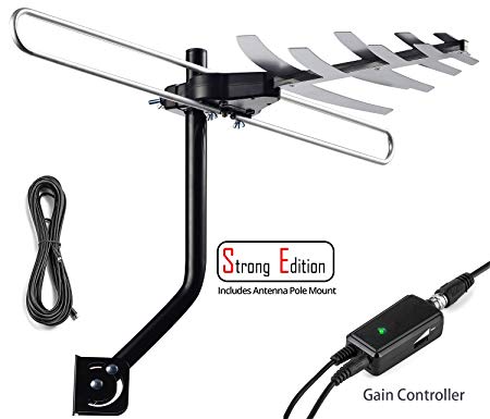 pingbingding HDTV Antenna Digital Antenna Amplified Outdoor Antenna 120 Mile Range for VHF and UHF Band, Mounting Pole, 32FT coaxial Cable, Tools-Free Installation