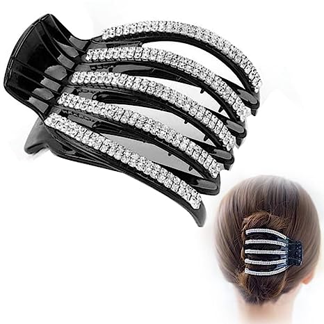 Giant Classical Duckbill Hair Barrettes, Rhinestone Crystal Hairpin Barrettes Crystal Glitter Hair Comb Claw for Women Girls Thick Long Hair