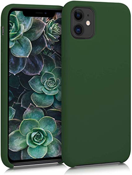 kwmobile TPU Silicone Case for Apple iPhone 11 - Soft Flexible Rubber Protective Cover - Dark Green