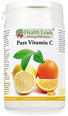 Pure Vitamin C Powder (Ascorbic Acid) 240g - Contributes to Maintain the Normal Function of the Immune System - Healthier Skin and Teeth - Perfect for Tasty Shakes and Smoothies - Vegan, Non-GMO, Gluten Free
