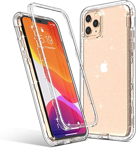 ULAK iPhone 11 Pro Case, Stylish Clear Glitter Protective Heavy Duty Shockproof Rugged Protection Case Transparent Soft TPU Bumper Phone Cover for Apple iPhone 11 Pro 5.8 inch (2019), Clear Glitter