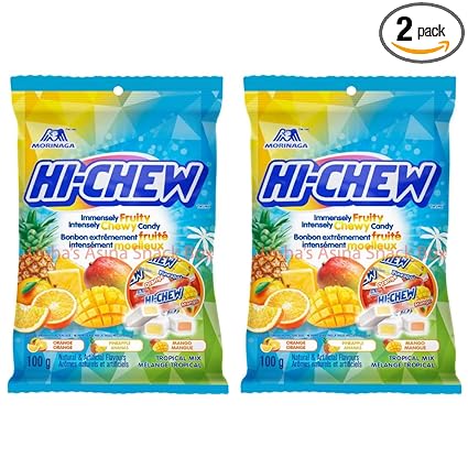 Hi Chew Candy Tropical Mix – Chewy Japanese Candy Individually Wrapped,College Care Pack, Value Pack of 2 (200g Total)