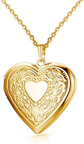 YOUFENG Love Heart Locket Necklace Pendant Locket Necklace That Holds Pictures Gifts for Women Girls Jewelry