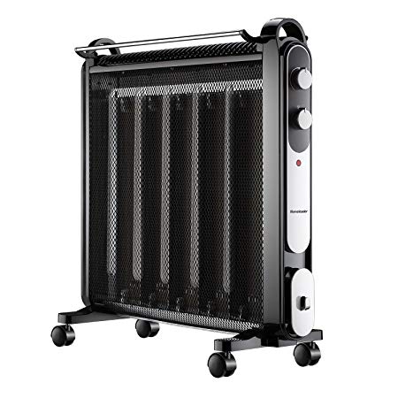 Homeleader Mica Heater, Space Heater, Micathermic Flat-Panel Heater, Movable Silent Energy-Saving Heater, Black, 1500W