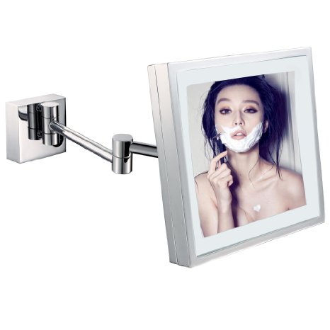 GuRun 8.5-Inch Touch Control LED Dimmable Lighted Wall Mount Magnifying Mirrors with 3x Magnification,Chrome Finish M1802D(8.5in,Touch)
