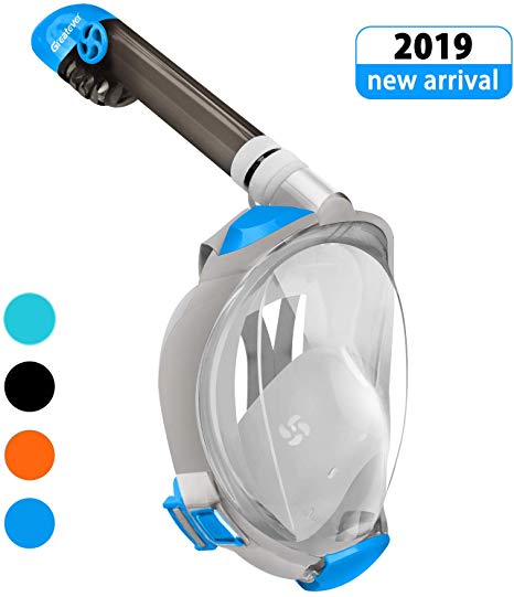 Greatever G2 Full Face Snorkel Mask with Latest Dry Top System,Foldable 180 Degree Panoramic View Snorkeling Mask with Camera Mount,Safe Breathing,Anti-Leak&Anti-Fog