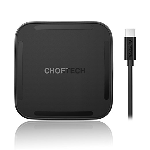 Fast Wireless Charger, CHOETECH Fast Wireless Charger Charging Pad for Galaxy Note 8, S8 / S8 Plus, iPhone 8/8 Plus, iPhone X, S7, S7 Edge, S6 Edge Plus, Note 5 and other Qi-Enabled Devices