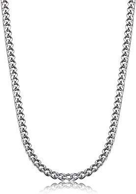 FIBO STEEL 3.5-6 mm Stainless Steel Mens Womens Necklace Curb Link Chain, 16-30 inches