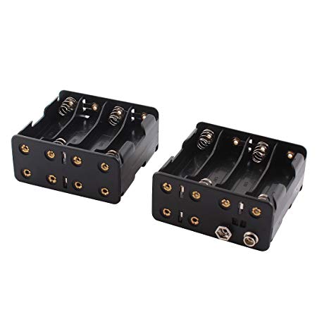 Battery Case Holder Box w 12V Snap Connector - TOOGOO(R) 2pcs 8 x AA 2-Side Battery Case Holder Box w 12V Snap Connector