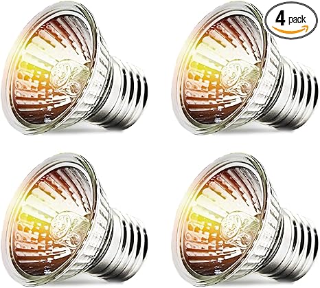 CALPALMY 4-Pack 25W UVA UVB Bulbs | Heat and Light for Reptiles and Amphibian Tanks, Terrariums and Cages | Works with Various Lamp Fixtures