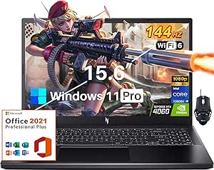 acer Nitro V Gaming Laptop, 15.6" 144 Hz IPS Display, Intel 13 Gen Core i9-13900H, 64GB RAM DDR5, 2TB SSD, GeForce RTX 4060,Wi-Fi 6, Windows 11 Pro, Microsoft Office Lifetime License & Gaming Mouse