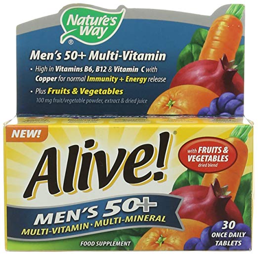 Nature's Way Alive Mens 50 Plus Multi-Vitamin and Mineral Tablets - Pack of 30