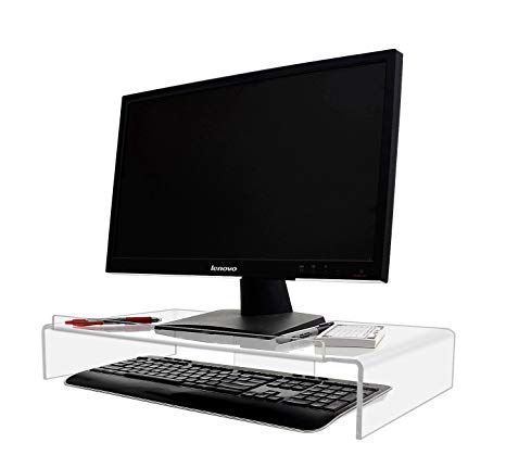 Acrylic Monitor Stand with Keyboard Storage TV Computer Monitor Laptop Desk Riser Stand 22" x 3 1/4" x 12" Durable Strong Acrylic Qty 1