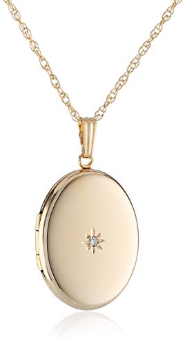 14k Yellow Gold-Filled Oval Locket with Diamond-Accent, 20"