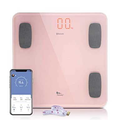 Body Fat Scale Smart BMI Scale Digital Bathroom Wireless Weight Scale, Body Composition Analyzer with Smartphone App sync with Bluetooth (Pink)