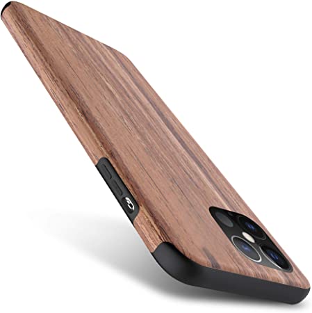 iPhone 12 Case, iPhone 12 Pro Case 6.1'' 2020, B Belk [Slim to Beat] Soft Wood Premium Rubber Bumper [Thin Matte] Flexible TPU Back Cover, Shock Resistant Wooden Shell for iPhone 2020 Case, Cherry