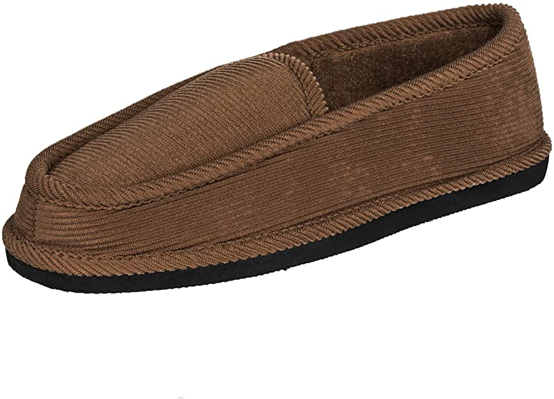 CLOVERLY Men's Corduroy House Slippers Moccasins Loafers Slip-on Shoes