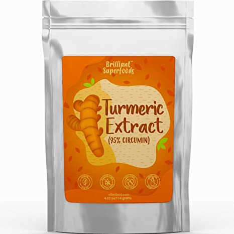Turmeric 95% Curcumin Extract Pure Superfood Powder - Large 4.02 oz - A Natural Food Coloring & Super Antioxidant - Non-GMO Additive Free - Ellie's Best