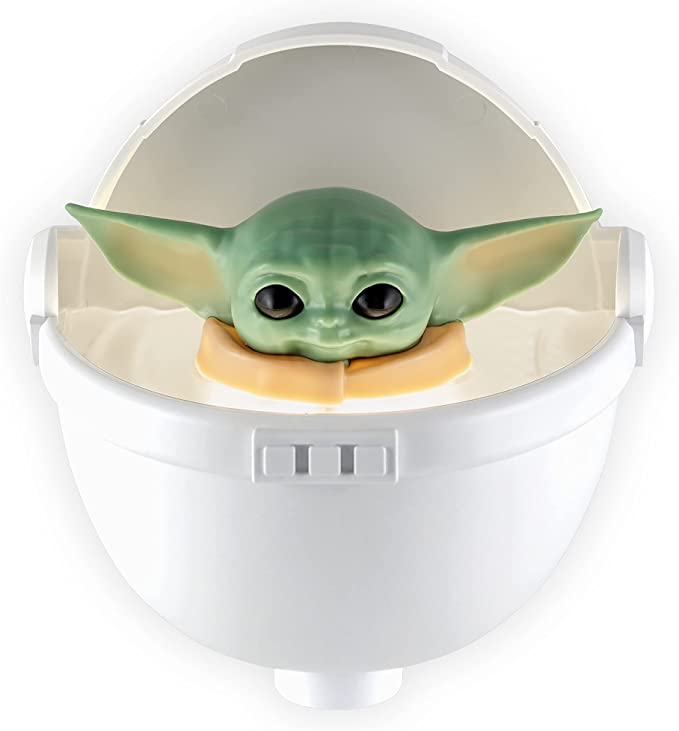 STAR WARS LED Night Light, Baby Yoda Floating Carrier, Plug-in, Dusk-to-Dawn Sensor, The Mandalorian, Grogu, UL-Certified, Cute Nightlight for Kids, Bedroom, Bathroom, Hallway, Game Room, 53234