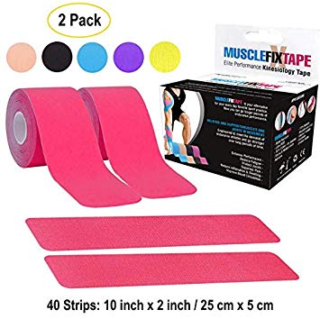 Sports Kinesiology Tape Roll - Athletic Injury Recovery First Aid Therapy Support - Elastic Breathable Cotton Waterproof Strong Adhesive - Tendon Joint Ligament Muscle Pain Relief – Free Taping Guide
