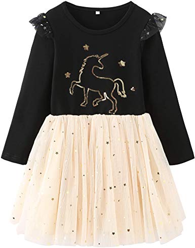 Fiream Toddler Girls Floral Printing Cotton Longsleeve Casual Dresses