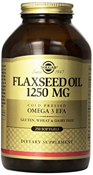 Solgar Flaxseed Oil Supplement, 1250 mg, 250 Count