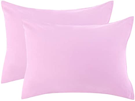 uxcell Zippered Standard Pillow Cases Pillowcases Covers Protectors, Egyptian Cotton 300 Thread Count, Pack of 2, Pink Standard (20" x 26")