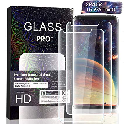 JKPNK LG V35 ThinQ Screen Protector [2 Pack], Tempered Glass Screen Protector Full Coverage HD Anti-Scratch [Bubble-Free] Screen Protector Compatible with LG V35 ThinQ