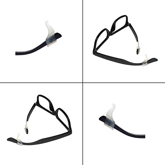 Keepons Aerostretch White Prevent Eyeglass Slipping Anti Slip Anti Slide Eyewear Sunglasses Spectacle Glasses Temple Tip Sports Ear Hook Sleeve Retainer (2 pairs)