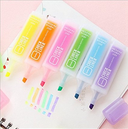 KitMax (TM) Pack of 6 Pcs Cute Cool Novelty Candy Color Highlighter Pen Office School Supplies Students Children Gift (Color May Vary)