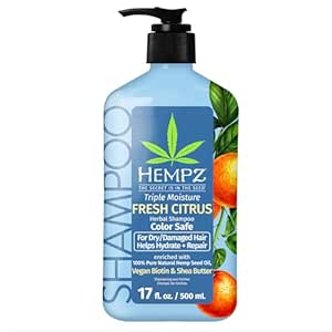 Hempz Triple Moisture Herbal Hair Shampoo - Moisturizing Gentle Shampoo to Nourish and Hydrate Hair - 17 Fl OZ